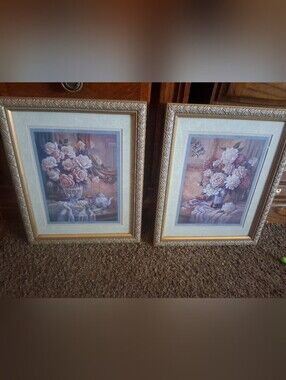 Floral Still Life Framed Wall Art - Gold Frame, Unbranded